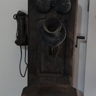 Antique Pre-1940 Wooden Wall-Mounted Crank Telephone w/ Separate Earpiece — photo 1