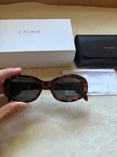 Celine Triomphe Oval Women Sunglasses Tortoise Shell Gold Accents