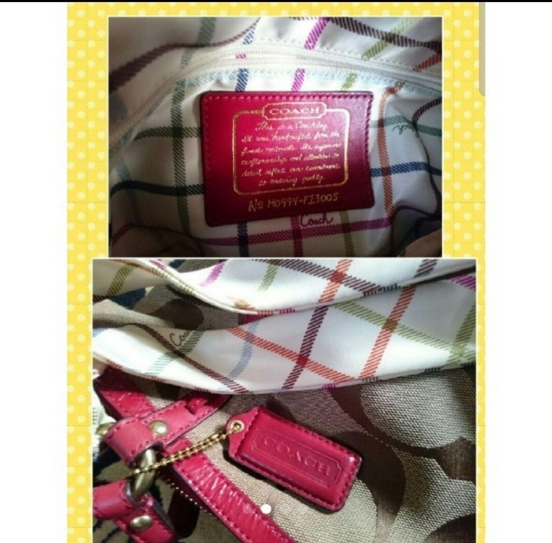 COACH Red x Brown Tote Bag 11a thumbnail 3