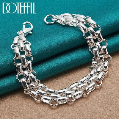 #ad #ad 925 Sterling Silver Women Lnterlocking Circle Bracelet Chain Fashion Jewelry $6.98