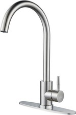 Single Handle High Arc Kitchen Faucet Stainless Steel Brushed Nickel Commercial