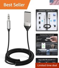 Aux to Bluetooth 6.0 Adapter 3.5mm Bluetooth Receiver for Car USB 2.0 to 3.5m...