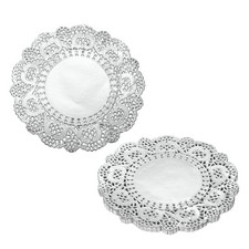 Paper Doilies, Round Lace Paper Placemats, 5" & 50 Pack & Silver