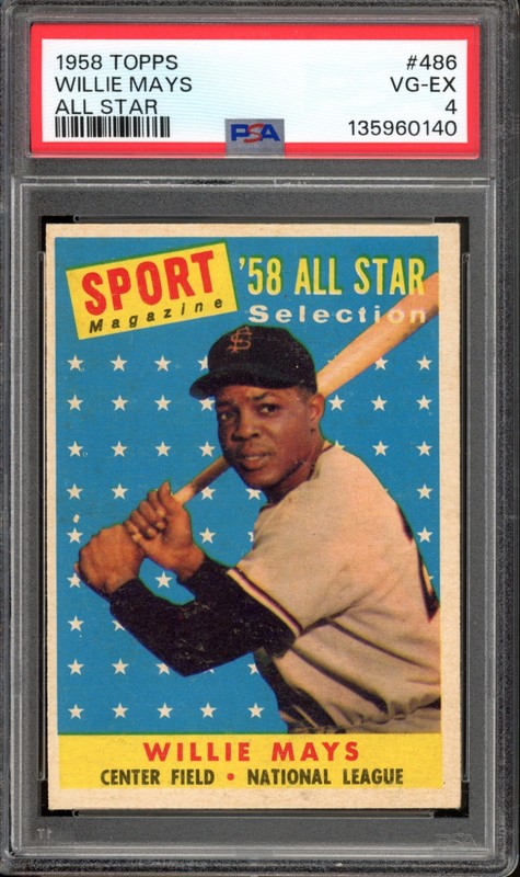 1958 Topps #486 Willie Mays All-Star PSA 4 Vintage HOF Baseball Card (0140)
