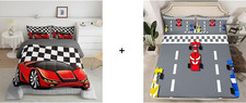 Boys Race Car Bedding Set - Comforter, Fitted Sheet  2 Pillowcases