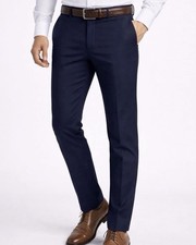 Plaid Plain Men s Size 32x30 Slim Fit Navy Blue Dress Pants NWT A452