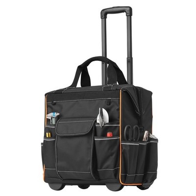 Uimoso Rolling Tool Bag 25 Pockets Heavy Duty Roller Tool Bag on Wheels 15''