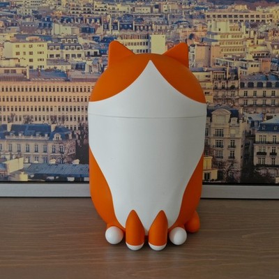 IKEA GREJSIMOJS Aufbewahrung mit Deckel Dose Katze Cat Kustfyr orange NEU