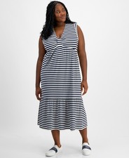 Tommy Hilfiger Plus Size Striped Sleeveless Blue Sky CaptainIvory Size 1X $99