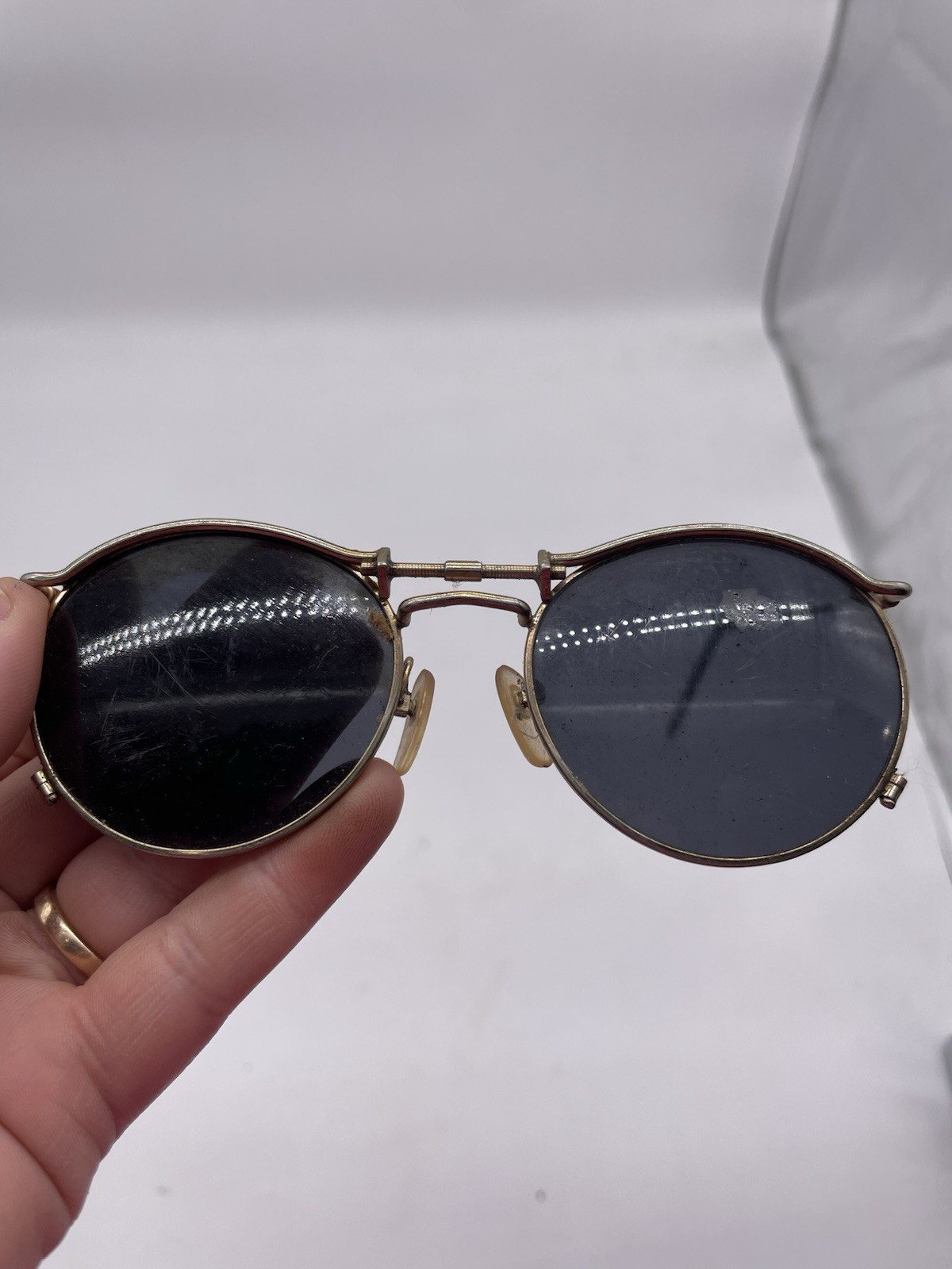 Antique Adjustable Bridge Round Wire Spectacles C… - image 7