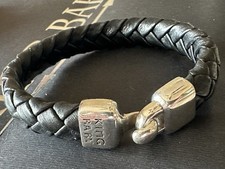 King Baby Studio Braided Leather Bracelet w/Sterling Silver Hook Clasp SZ 8.75
