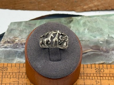 Vintage Ted Ott Sterling Silver Multi Animal Band Ring Size 6.25--KBB151.25