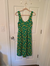 Womens Tabitha Brown Target Dress M Green Orange Leopard Print Midi Tank Pocket 