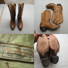 Larry Mahan Vintage Boots Men 10 Brown Authentic Rattlesnake Western 80 USA Made
