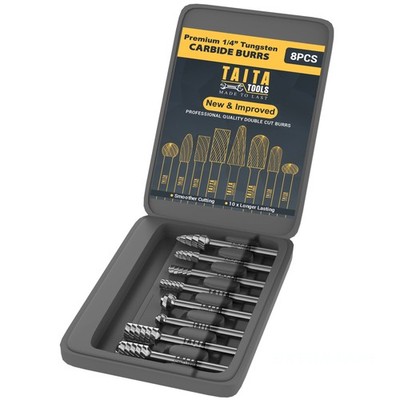 8-teiliges Hartmetall Frässtift-Set 1/4 Zoll Schaft - Wolfram Doppelschnitt Rotary Die Schleifer Bits...