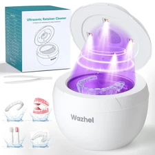 Ultrasonic Retainer Cleaner Machine, 45Khz Dental Cleaning Pod for Denture, Mout