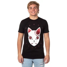 Demon Slayer Mens' Tanjiro Warding Mask Anime Graphic Print T-Shirt Adult