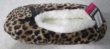 JOE BOXER WOMENS BROWN LEOPARD PRINT DESIGN PATTERN SLIPPERS GRIPPERS 8 9 10