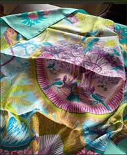 Hermes Aloha Square Silk Turquoise 90cm Scarf Designed By Laurence Bourthoumieux