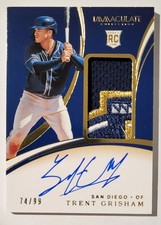 2020 Immaculate Collection Trent Grisham SD PADRES LOGO PATCH ON CARD AUTO RC/99
