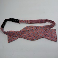 Vineyard Vines All Silk Bow Tie Pink Blue Fish Adjustable Neck Size Made in USA