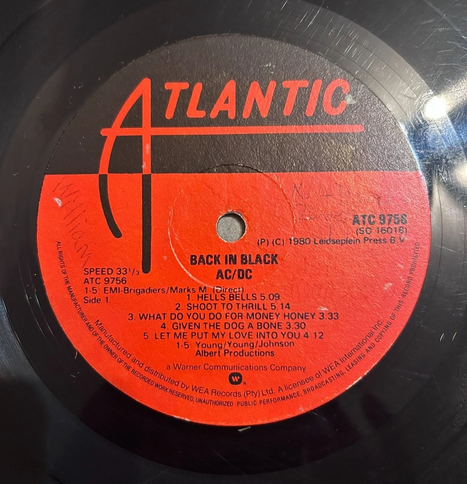 AC/DC RARE Zimbabwe Pressing Back in Black Maiden Ozzy Sabbath Kiss Metallica - Image 3 of 4