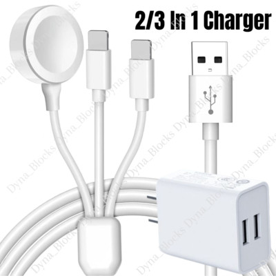 For iPhone Apple Watch iWatch 7/6/5/4/3/2/1/SE USB Magnetic Charger Cable Block