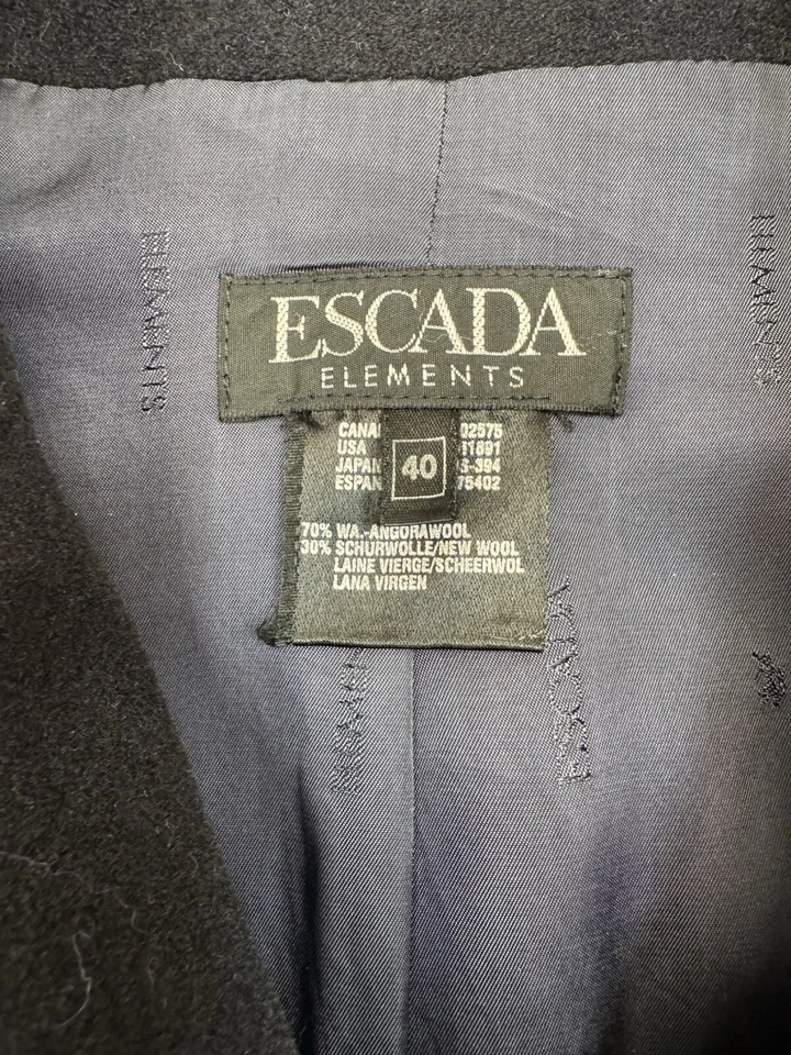 Escada Elements Angora Wool Blend Navy Coat Size 40 - Image 2 of 4