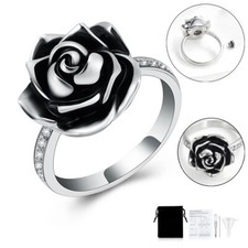 Rose Flower Cremation Urn Jewelry for Ashes Memorial Keepsake Ring Women Gifts
