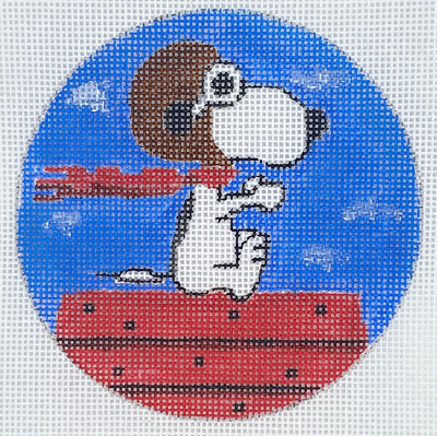 Snoopy VS The Red Baron Christmas Ornament * HP Needlepoint Canvas * By LLemon
