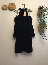 ZARA NEW BLACK VELVET OFF SHOULDER DRESS SIZE M RARE