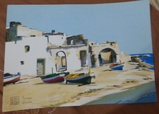 ALDO RISO serigrafia PRESSO AVOLA/AMANTEA/CIRO'/SCILLY cm. 35 x 25 Autenticata