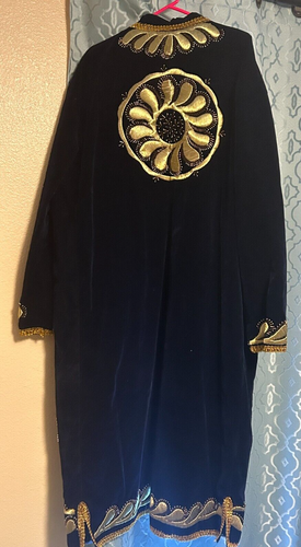 Uzbek/ Tajik Chapan Golden Handmade Embroidered Suzani Man Coat 53" Length - Picture 2 of 5
