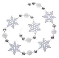 New  Glittery Snowflake Garland 72" Holiday Seasonal Decor Sparkle Christmas