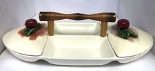 Retro Serving Dish Apple Orchard Appetizers Relish Ceramic  14"  Vintage Mid Cen