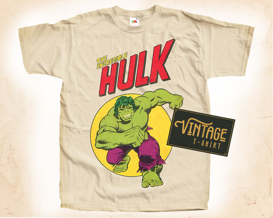 The Incredible Hulk V2 Vintage T Shirt for Men Woman Unisex NATURAL S ...