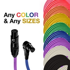 3-Pin XLR Female to Right Angle Balanced Microphone Cable - Custom Length, Color