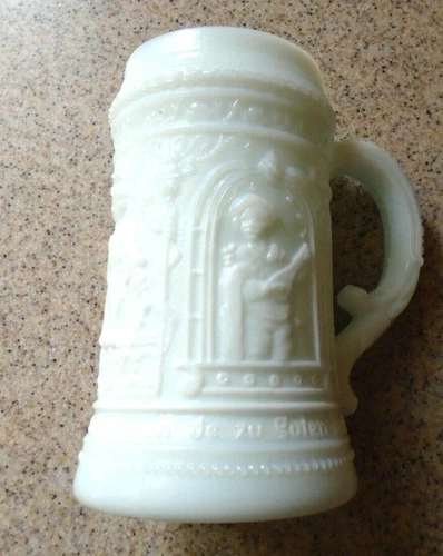 Vintage Milk Glass White Mug, German w/Handle, 3D Milk Glass, 4-3/4" Tall