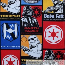 BonEful FABRIC FQ Cotton Quilt Red Blue White Black Darth Vader Star Wars Boy US