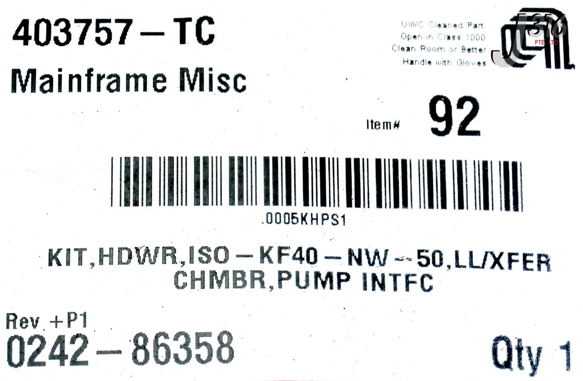20268 APPLIED MATERIALS KIT HDWR. ISO-KF40-NW50 LL/XFER 0242-86358