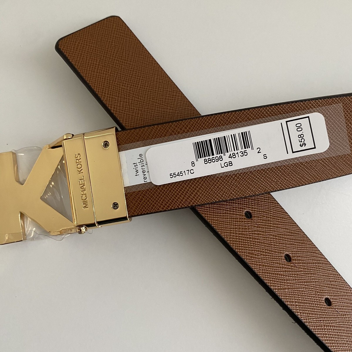 MK Logo Denim BrownTwist ReversibleBelt Small NWT Michael Kors Reversible Logo Leather Belt | Neiman Marcus main image 4