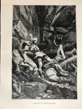 Antica " ROLAND AT RONCESVALES " Incisione-Fotografia di Deneuville 1896