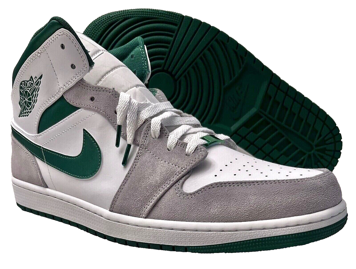 シューズ(男性用) AJ1 Mid SE White Pine Green Smoke Grey Nike Air Jordan 1 Retro Mid SE Smoke Grey Pine Green UK 5 6 7 8 9