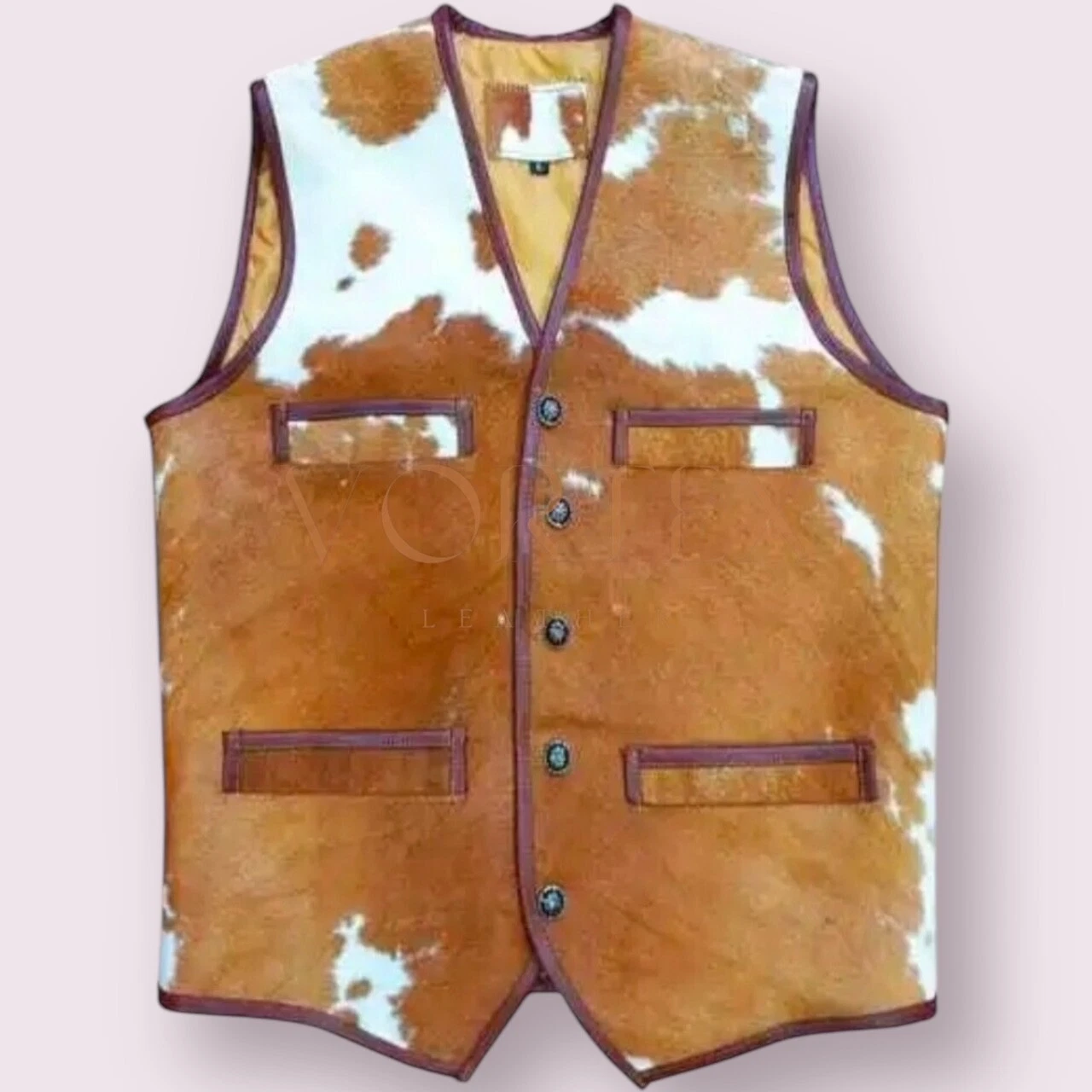 Mens Natural Leather vest Genuine Soft Cowhide Causal Wear vest