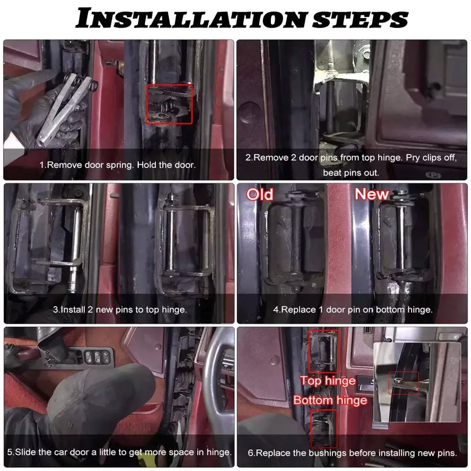 New Set Door Hinge Repair Kit For Chevy GMC Truck 88-98 for Suburban 92-99 Front - Image 2 of 4