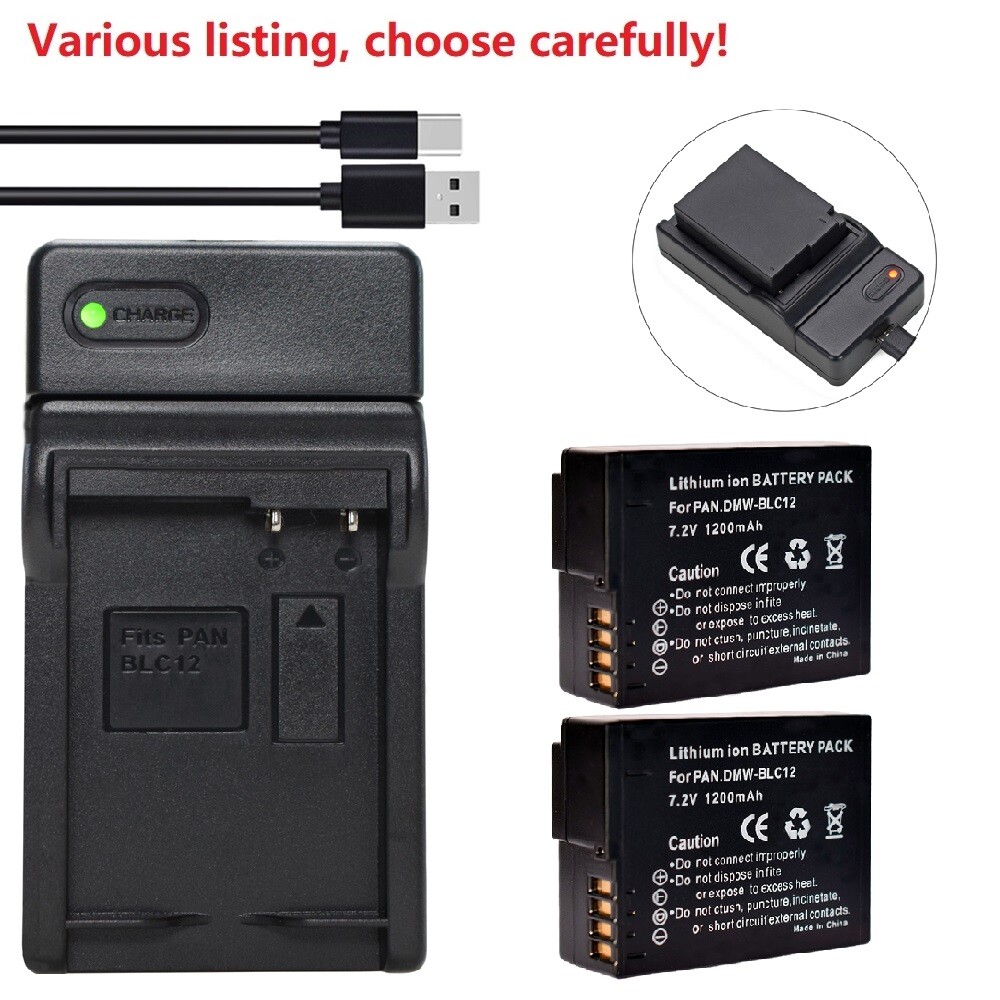 Battery or Slim Charger for Panasonic DMW-BLC12/PP Leica BP-DC12 SIGMA BP-51