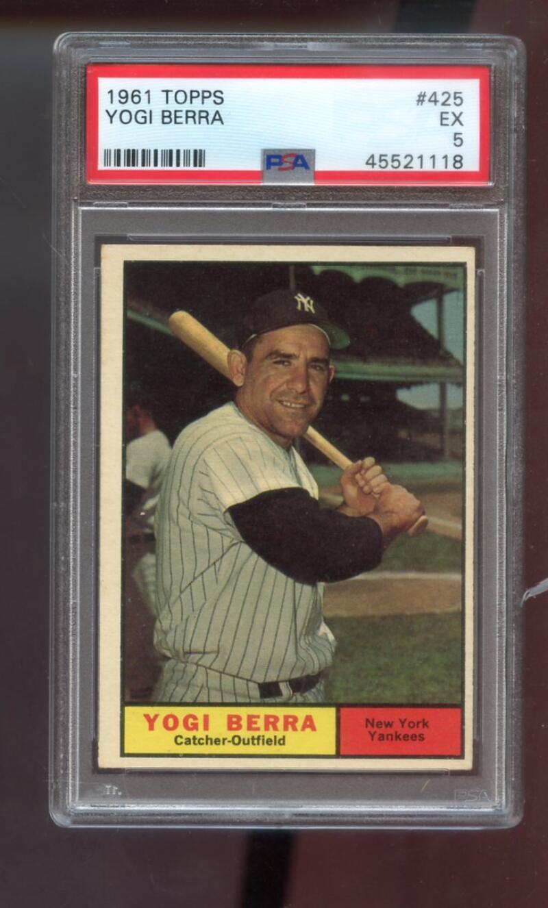 1961 Topps #425 Yogi Berra PSA 5 Graded Baseball Card MLB New York Yankees