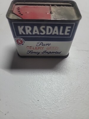 Vintage Krasdale Pure Celery Seed 1 Oz Tin