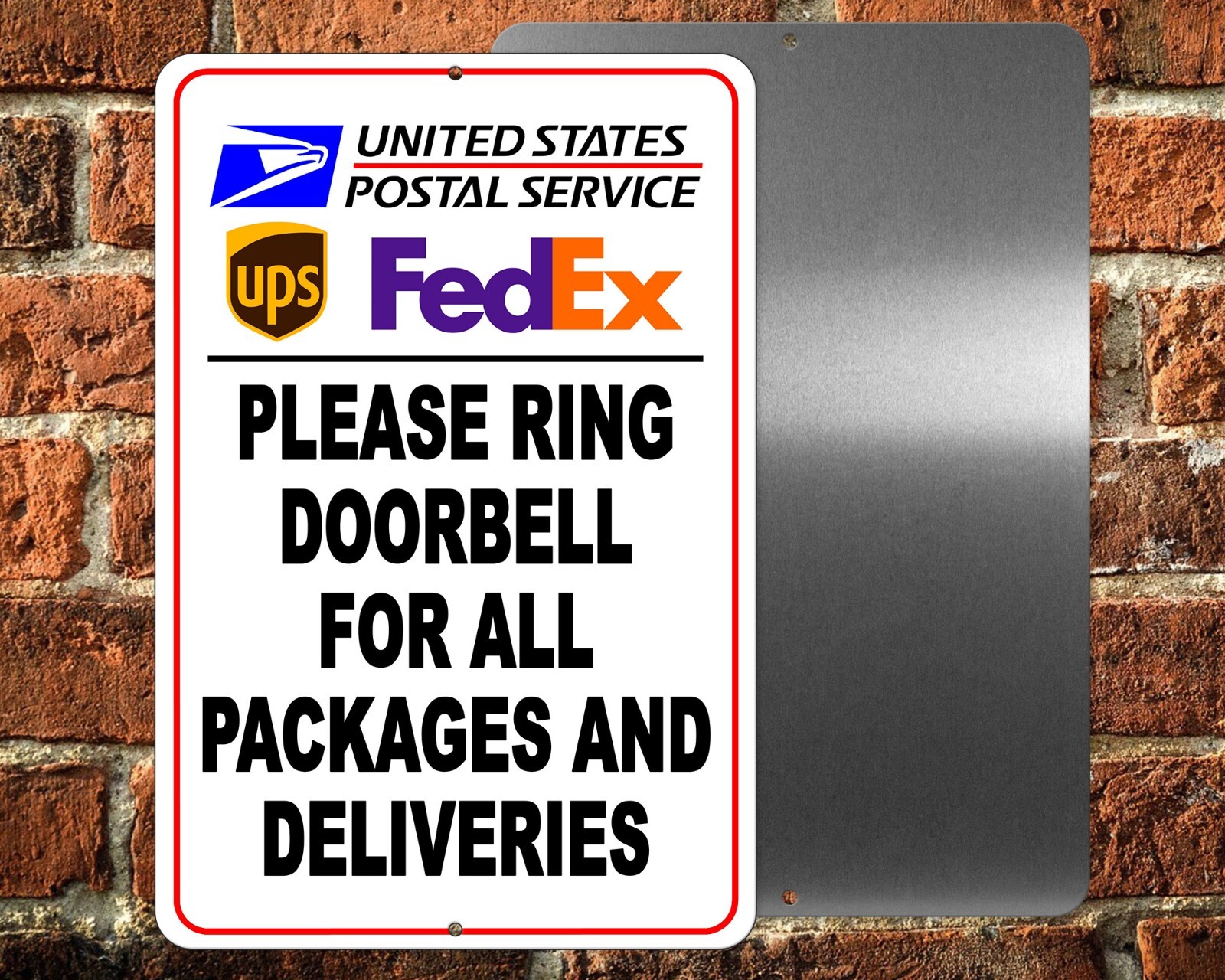 Ring Doorbell For All Packages And Deliveries Sign METAL 3 SIZES usps ups SI093-image