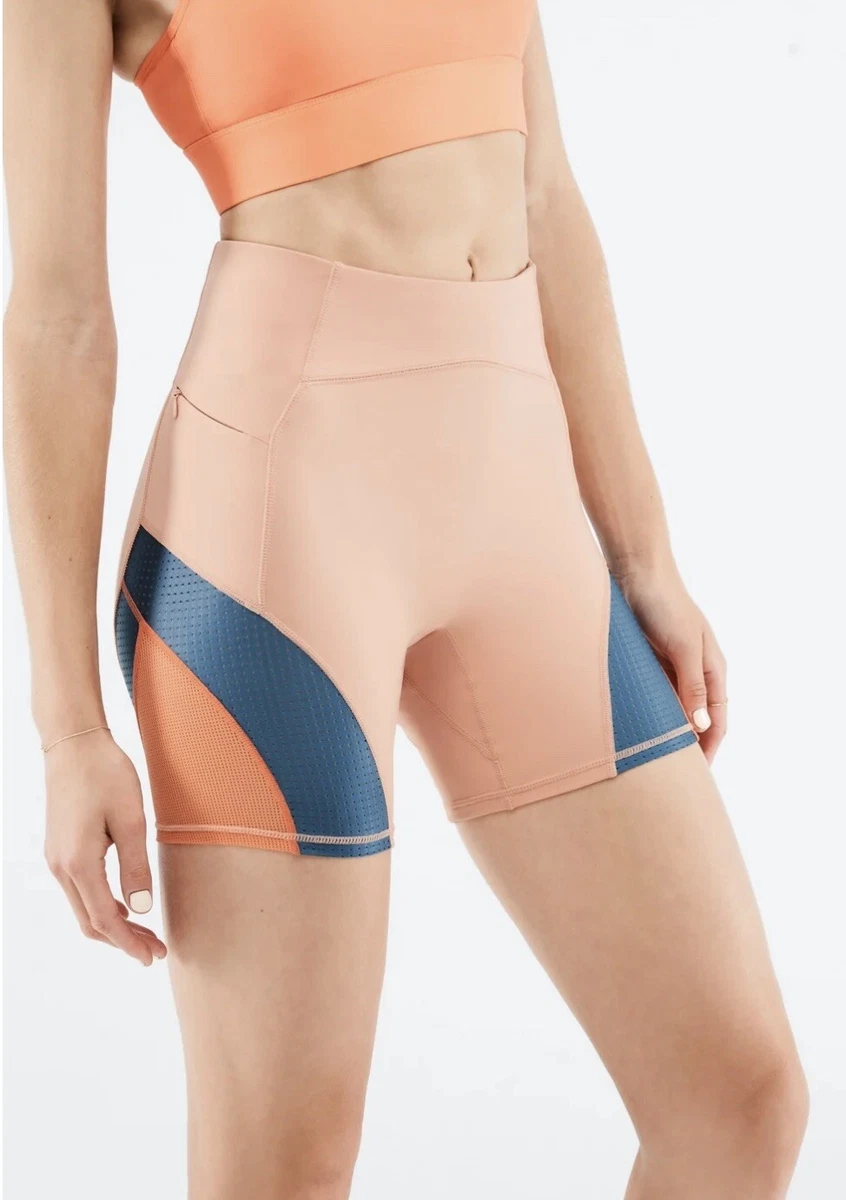 Fabletics Orange High Waisted Motion365 Run Short 6” Biker Spandex Women  Medium